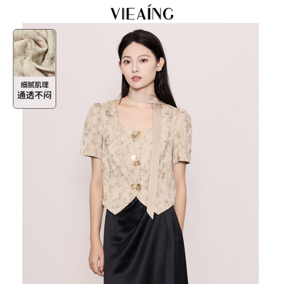 VIEA.ING薇迎休闲新中式短袖衬衫