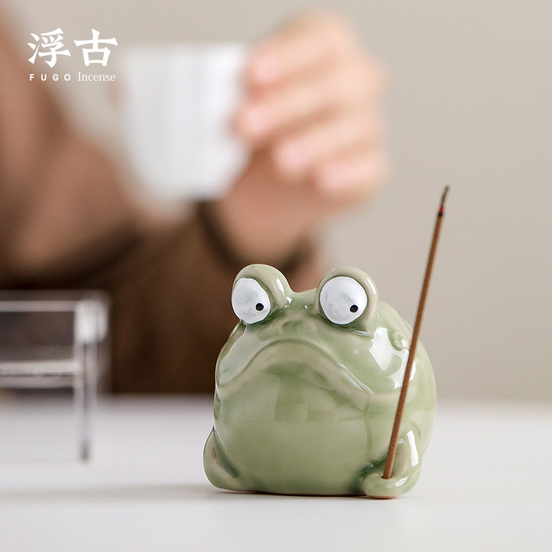 创意陶瓷香薰炉摆件桌面治愈茶宠家用室内小香炉动物青蛙香插香座,家居饰品,香托/香盘/香座/香插,淘宝优惠券,粉丝福利购,淘宝优惠卷