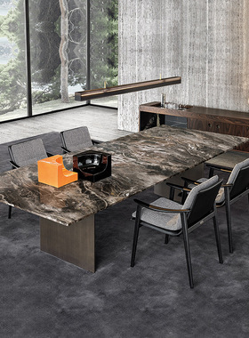 高档简约意式Linha Dining奢石餐桌极简长方形现代轻奢设计师桌子