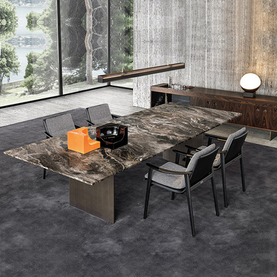 高档简约意式Linha Dining奢石餐桌极简长方形现代轻奢设计师桌子
