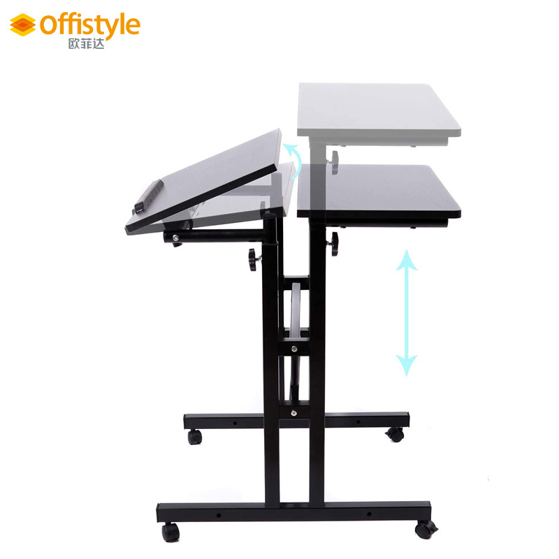 移动电脑桌升降可调节高度简约写字桌学习娱乐办公桌双层简易式桌