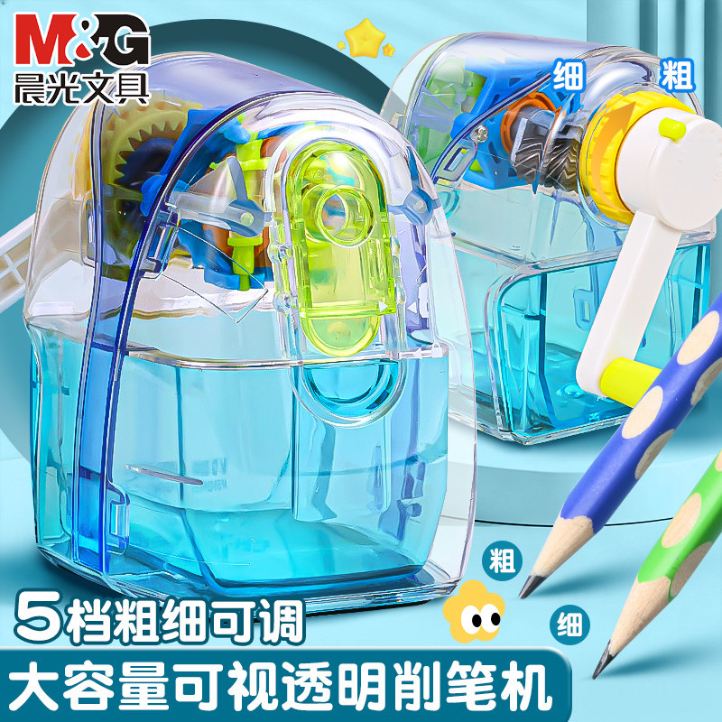 透明可视手动卷笔刀自动进铅可调图片