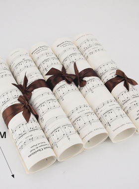 英文乐谱书卷 钢琴琴谱五线谱书页 样板房书房摆件 现代软装饰品