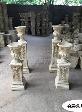 婚庆路引装饰柱落地大摆件方形石料欧式罗马柱 石膏花盆底座柱子