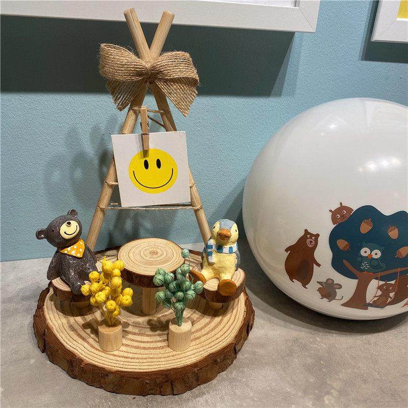 三角装饰麻绳照片夹桌面摆件玩偶场景森系松果幼儿园布置创意手工