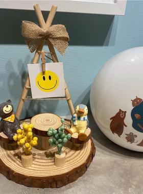 三角装饰麻绳照片夹桌面摆件玩偶场景森系松果幼儿园布置创意手工