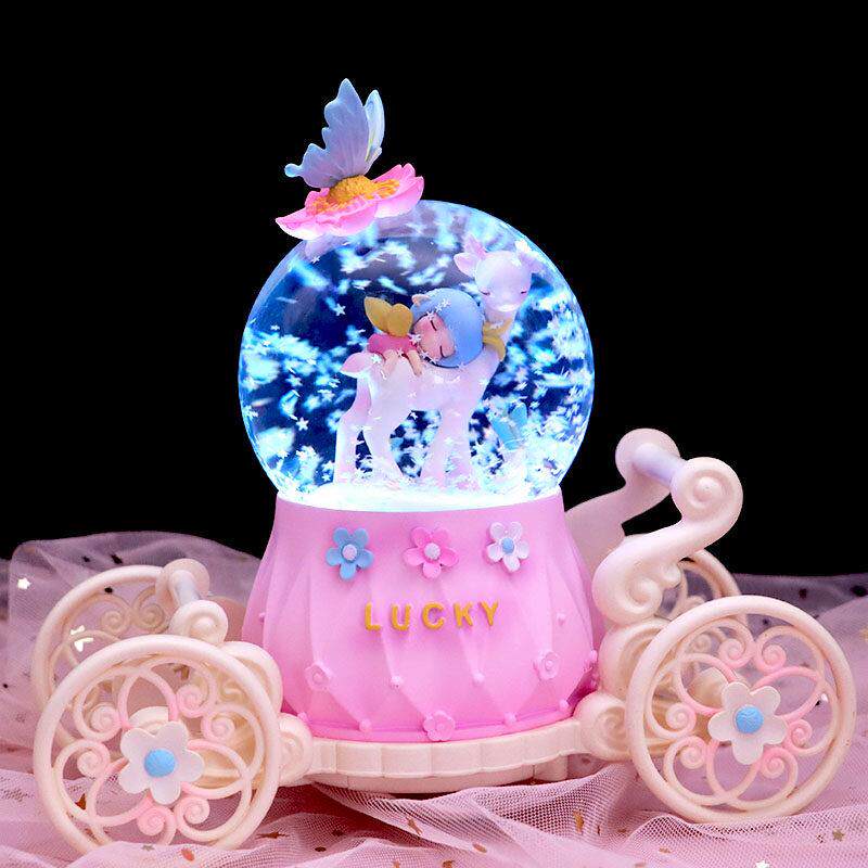 七夕节一路生花南瓜马车水晶球音乐盒旋转儿童闺蜜高级感生日礼物