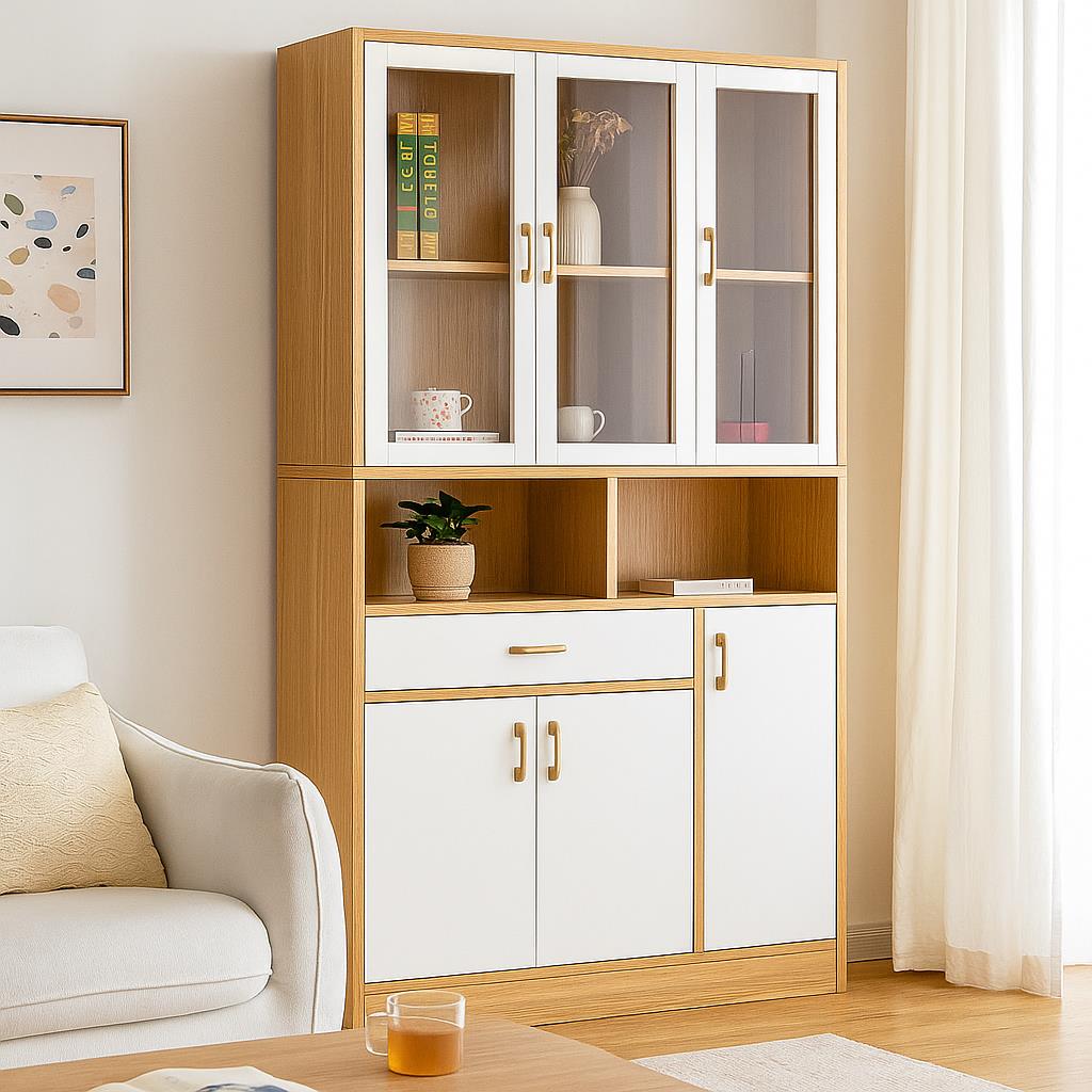 客厅书柜落地带门展示柜防尘收纳柜靠墙简约置物架多层可储物书架