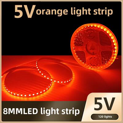 5V橙色灯带5MM8MM灯带5V橙色LED灯带高亮橘黄色桔色橱柜酒柜灯带