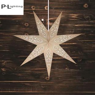 北欧简约创意圣诞纸星星吊灯七角星五角星婚庆商场会展装饰灯罩