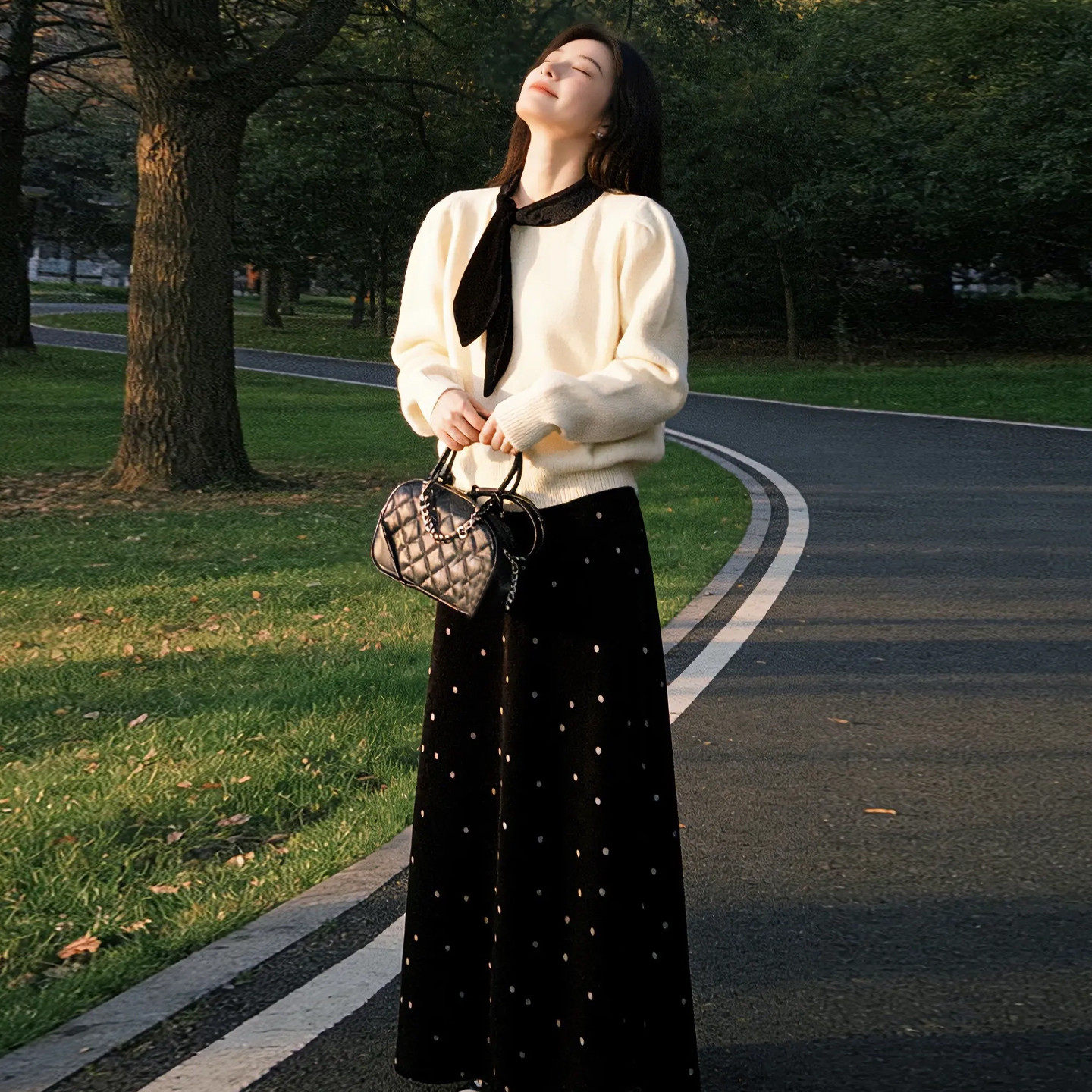 富家千金miu系穿搭针织毛衣连衣裙女春季2026新款小香风套装长裙