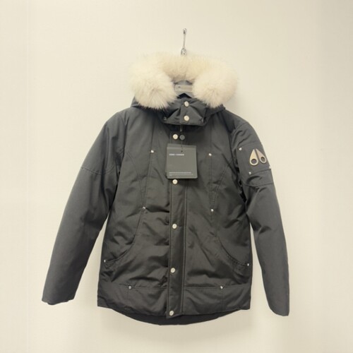 Moose Knuckles 大童 中长款 Parka 黑色白毛 Black/White L