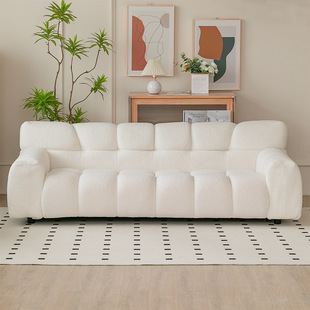 点缀云朵猫抓绒沙发奶油风小户型客厅简约现代2023新款 布艺 直排式