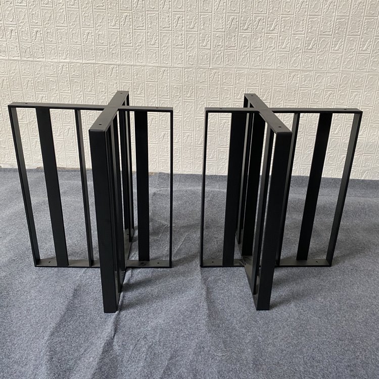 现代岩板餐桌脚高端大理石长桌腿碳素钢底座支架轻奢金属架子支撑