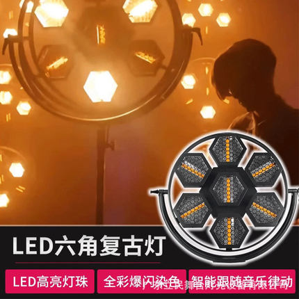 舞台灯光效果背景灯可拼接矩阵灯酒吧跑马灯频闪灯LED六角复古灯