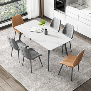 岩板餐桌椅组合2021年新款 餐桌轻奢现代简约大理石长方形家用桌子