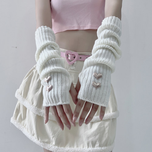 女生露指手套甜美少女星星手臂套