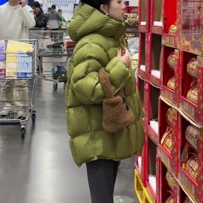 蜜糖之城黑色短款羽绒服女小个子2025冬加厚宽松白鸭绒面包服外套