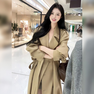 蜜糖之城中长款风衣外套女2025秋季新款收腰显瘦气质卡其色大衣