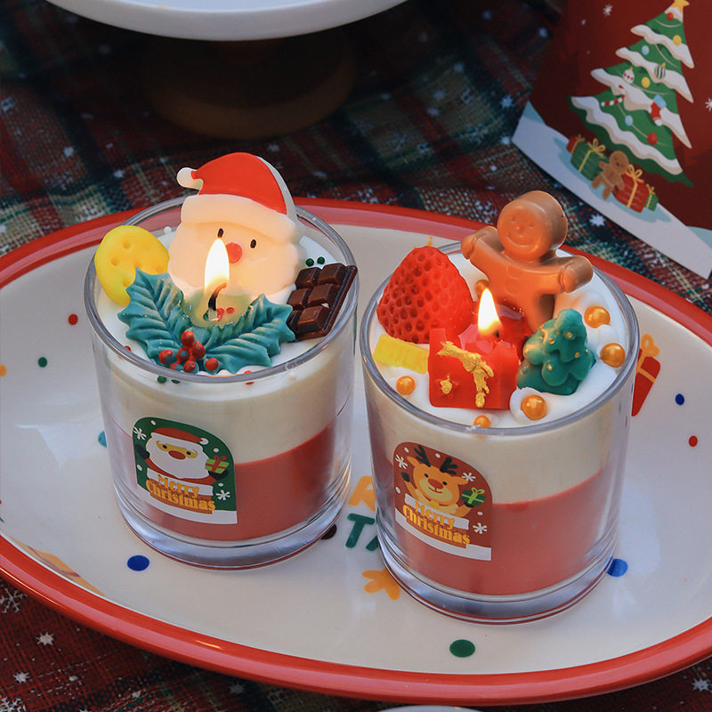 圣诞节香薰蜡烛氛围感礼物candle跨境圣诞老人雪人姜饼人造型ins