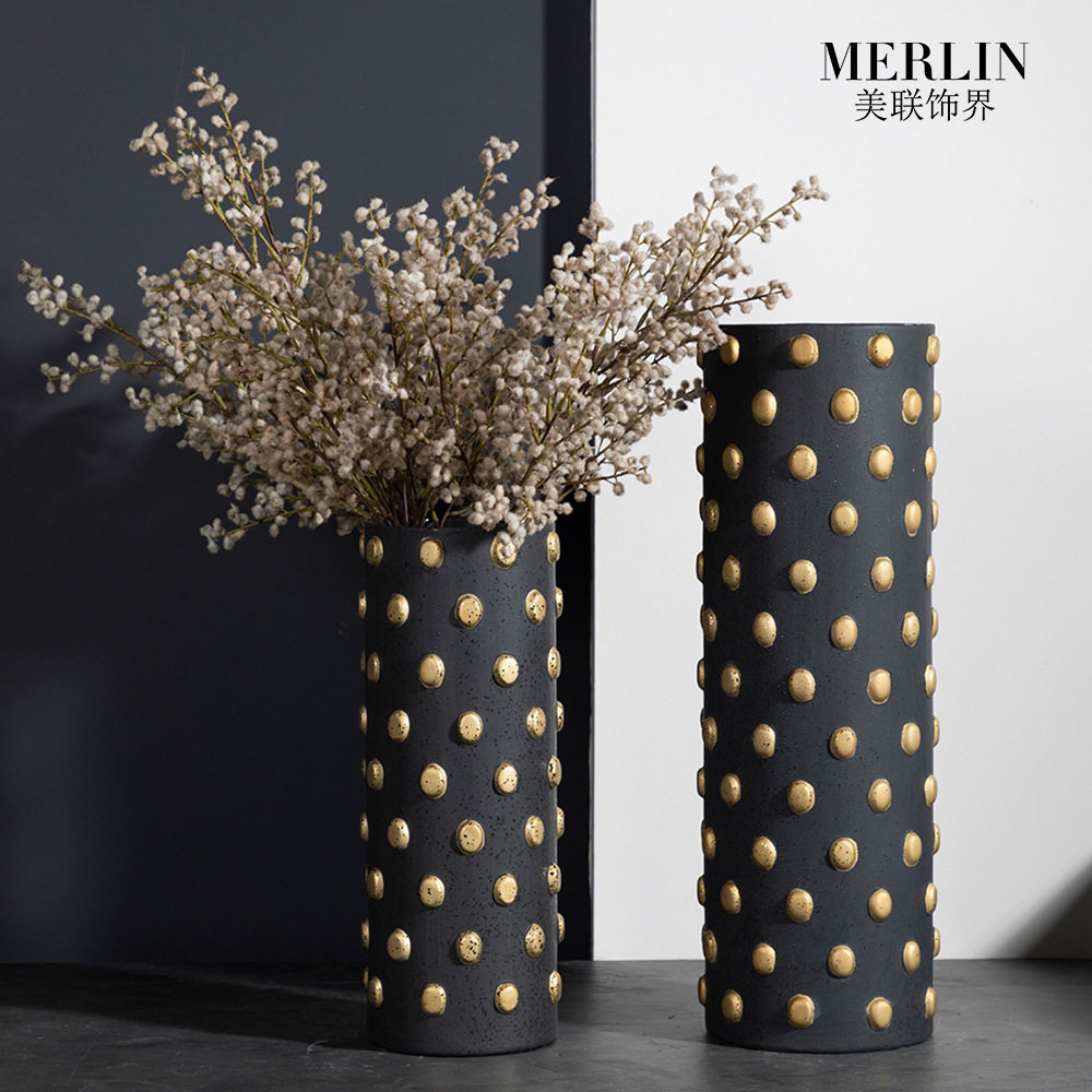美联饰界金色波点花瓶家居摆件现代风客厅摆件高端大气花瓶陶瓷,模玩/动漫/周边/娃圈三坑/桌游,文化/体育周边,淘宝优惠券,粉丝福利购,淘宝优惠卷