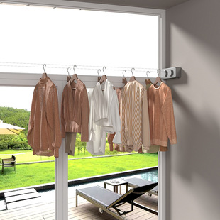 浩思收紧防下垂款 晾晒钢丝隐形壁挂晾衣绳阳台晾衣双绳 晾衣架日式