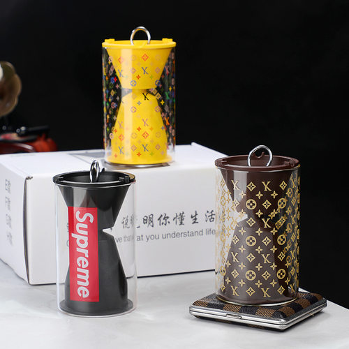 烟灰缸创意工艺玻璃制品车载烟灰缸易清洗带拉环设计车载烟灰缸