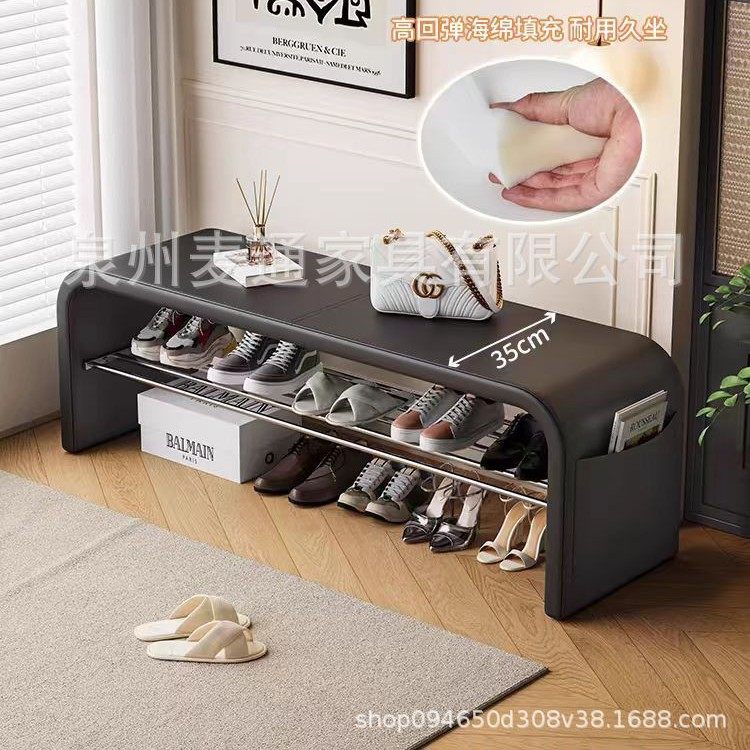 2024新款轻奢感换鞋凳门口家用可坐穿鞋凳鞋柜一体入户卧室长条床