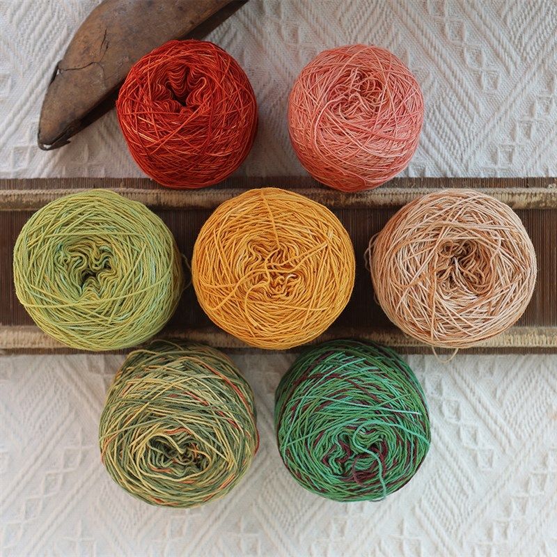 秋娘刺子绣手染线段染彩色棉线细线手工刺绣diy线团植物染