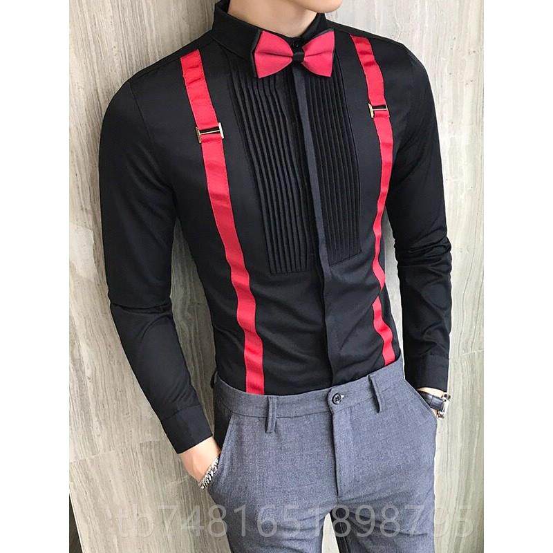 正品时尚背带装饰女长袖服衬衫酒男生吧KTV会所务员工作服装免烫