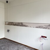 富春山居图 饰 腰线中古风定制壁画 清古典餐厅墙面装 新中式