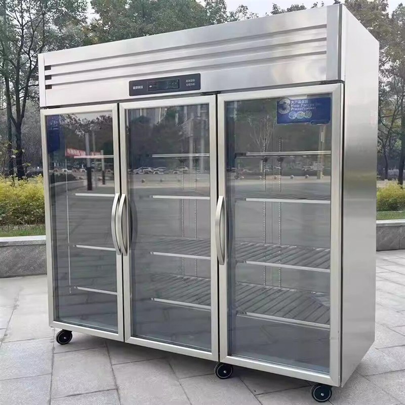 大三门冷藏保鲜展示柜商用冷柜蔬菜串串店大二开双门点菜柜不锈钢
