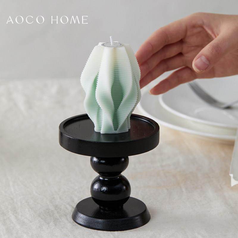 手作几何渐变绿色香薰蜡烛小众高级氛围感蜡烛台底座底托装饰摆件