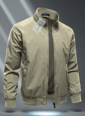 2025春秋冬季新款防风上衣立领夹克男士拉链外套商务休闲高端风衣