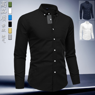 2025年新款春秋季男士长袖衬衫透气纯棉高品质美式翻领半袖衫外套