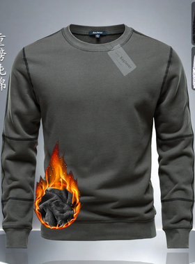 高品质男士套头衫外套高端纯棉重磅夹克秋冬新款加绒加厚卫衣上衣