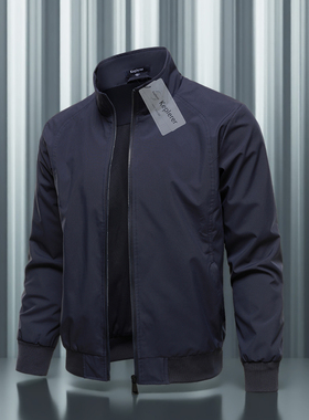 2025年秋冬季新款立领夹克防风上衣风衣外套商务男装潮流时尚纯色