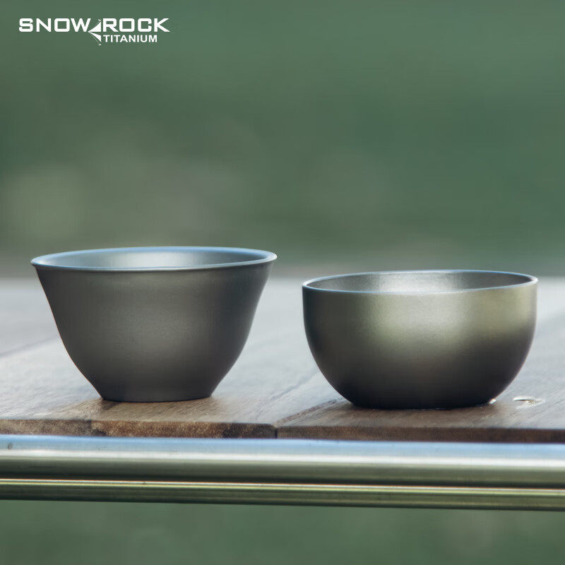 SNOW ROCK纯钛小茶杯户外便携钛杯双层防烫主人杯钛水杯小酒杯
