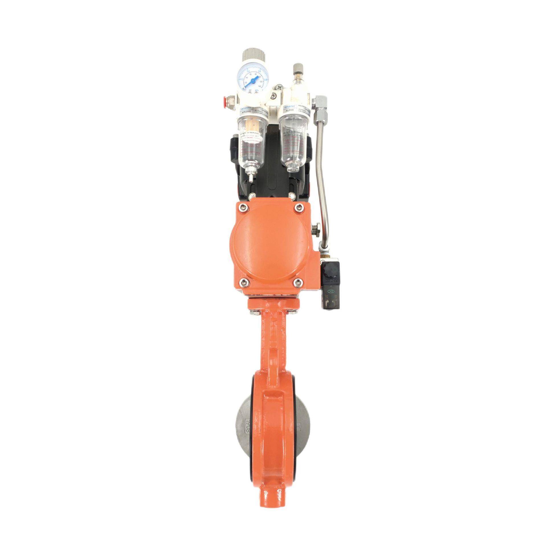 天津RD671X-16Q软靠背气动对夹蝶阀AT单作用电磁阀304气管