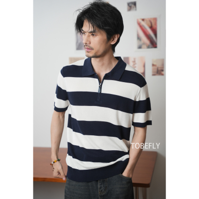 240g莱赛尔老钱风针织条纹POLO衫