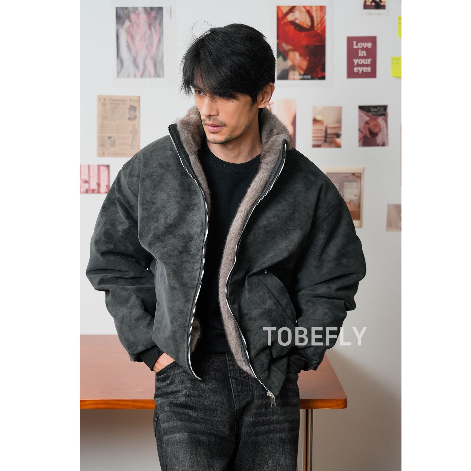 Tobefly美拉德仿貂毛皮衣座山雕
