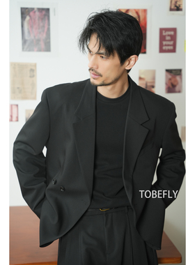 Tobefly极简平驳领廓形通勤西服西裤套装春季休闲时尚外套6K728