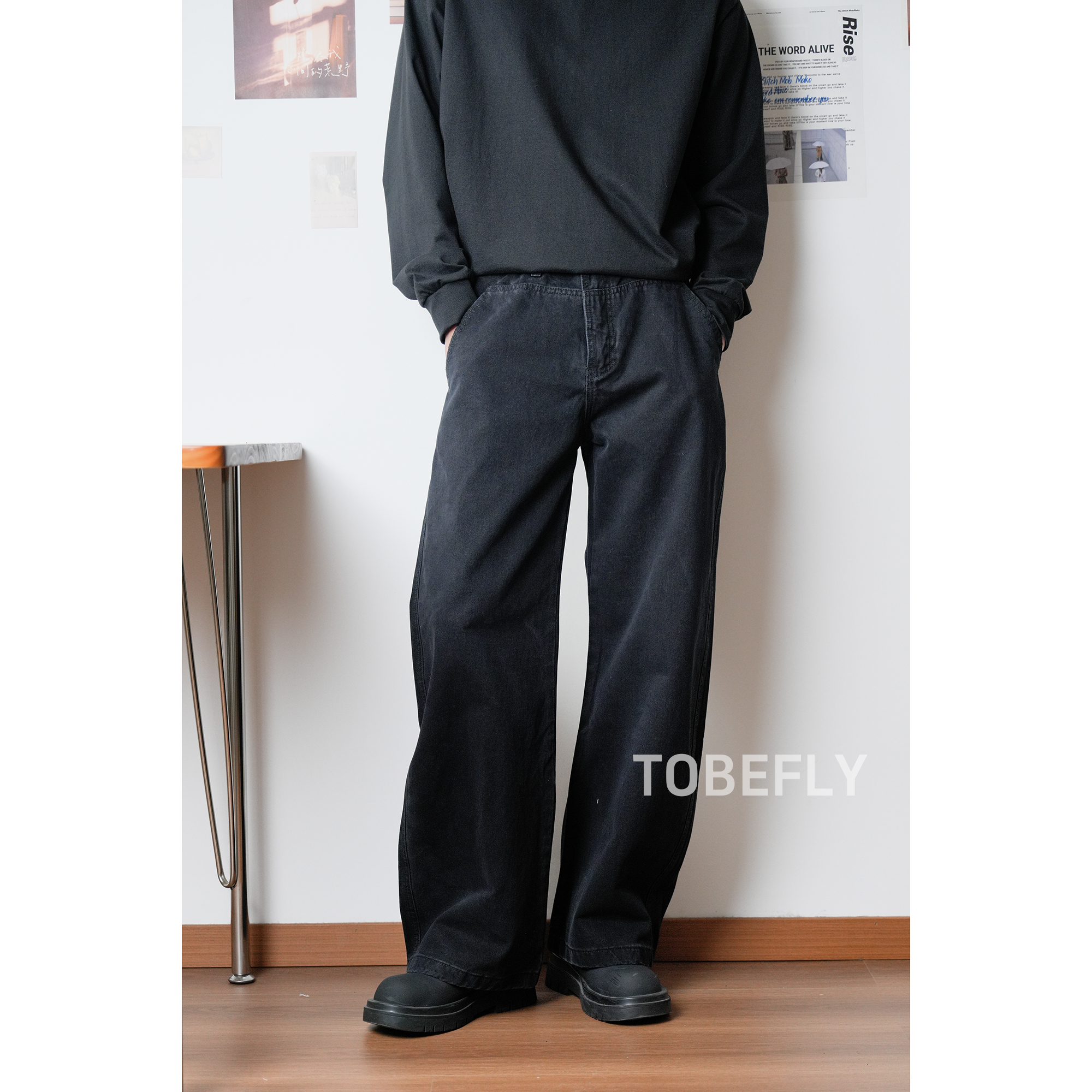 Tobefly100棉美式宽松牛仔裤