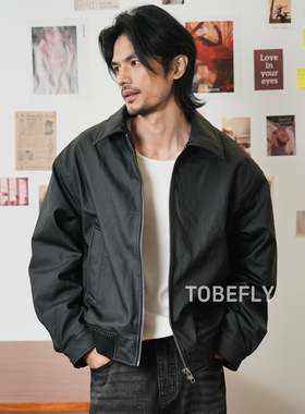 Tobefly简洁高级感翻领皮衣羽绒服男25冬季新款抗风保暖外套25586