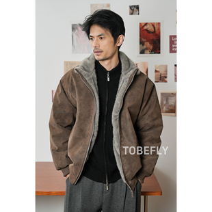 Tobefly美拉德重磅仿貂毛扎染皮衣座山雕25冬季 保暖加厚棉服M737