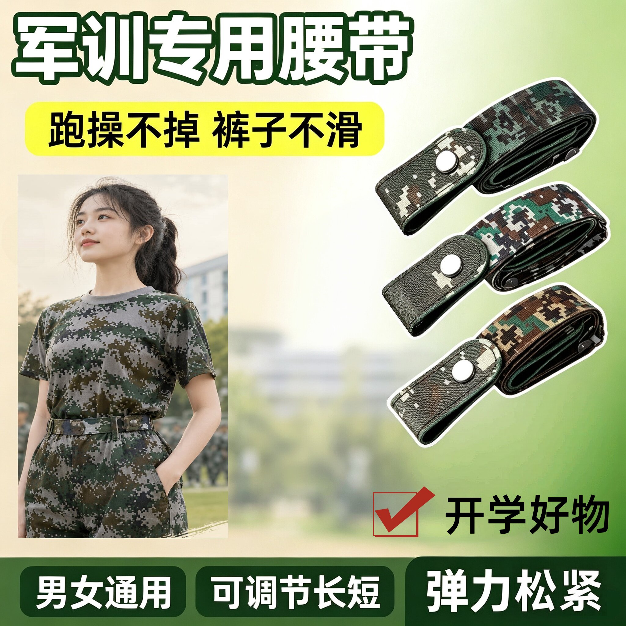 学生军训专用松紧腰带懒人隐形