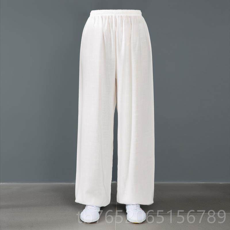 正品棉麻太裤极裤男太极服女春季太极拳服夏装晨练裤练裤功武术灯