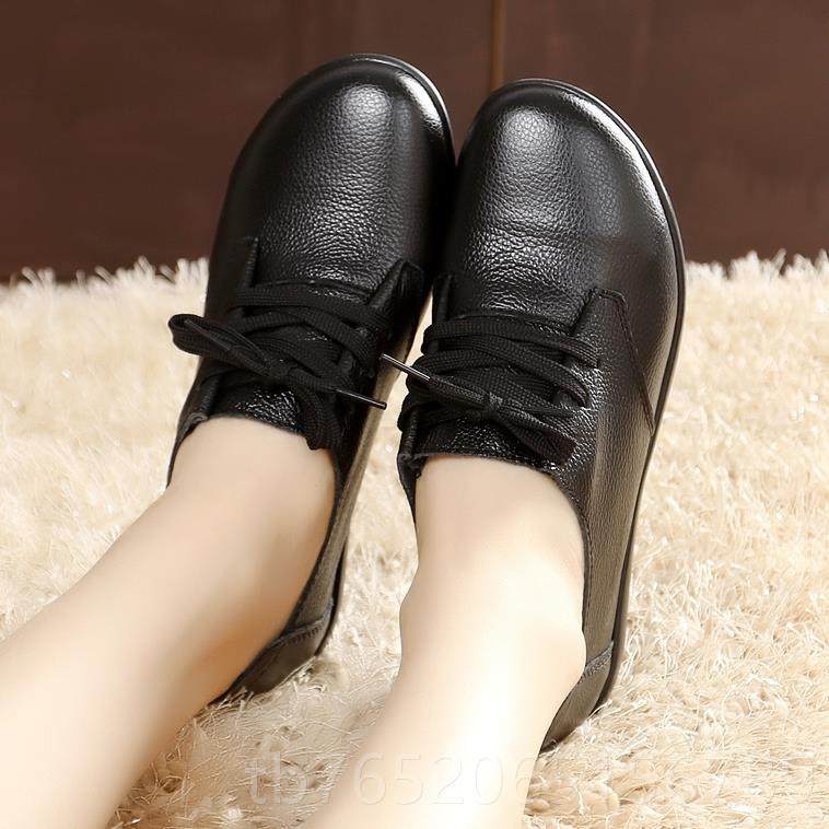 正品真皮妈鞋妈春秋季女鞋深口系皮带休闲妈鞋圆头软底妈平跟中老,女鞋,深口单鞋,淘宝优惠券,粉丝福利购,淘宝优惠卷