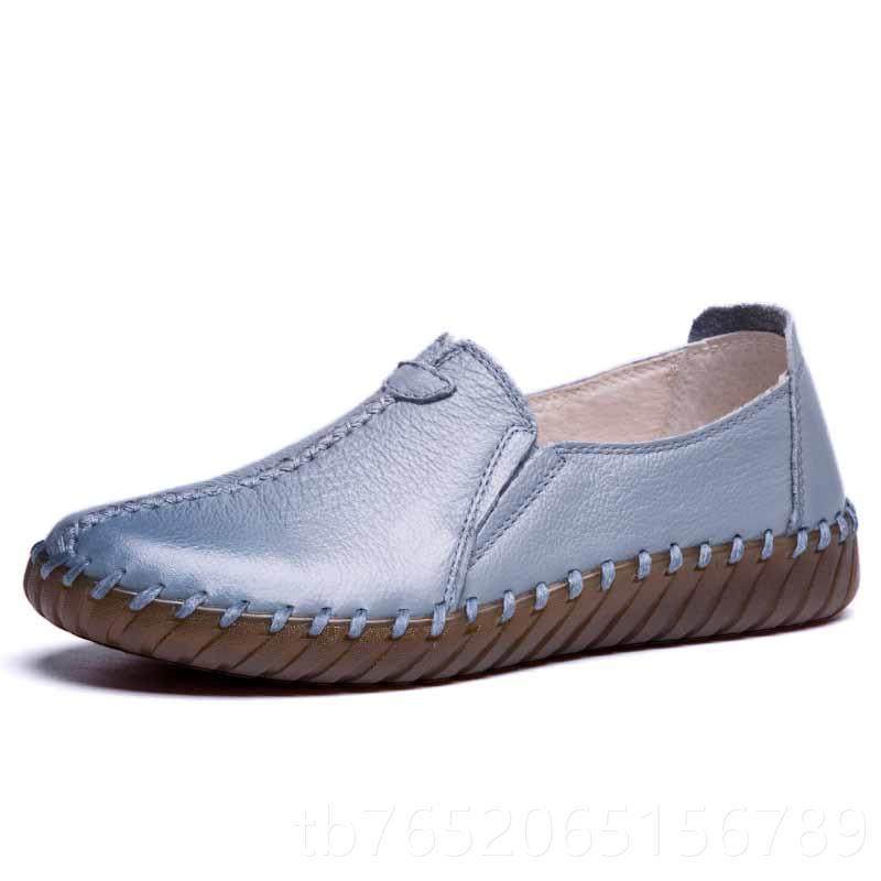 正品真皮单一脚女蹬鞋休闲平底鞋鞋2023年春款软底妈妈鞋皮牛筋软,女鞋,深口单鞋,淘宝优惠券,粉丝福利购,淘宝优惠卷