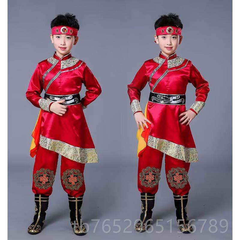 正品采购产品儿童表表演服，装，少数民族服装蒙古族男孩蒙袍，族